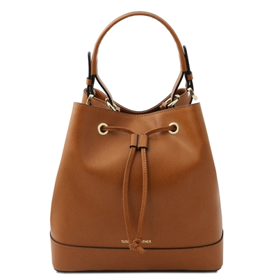 Minerva Leather Bucket Bag - Cognac | Shop Online Australia