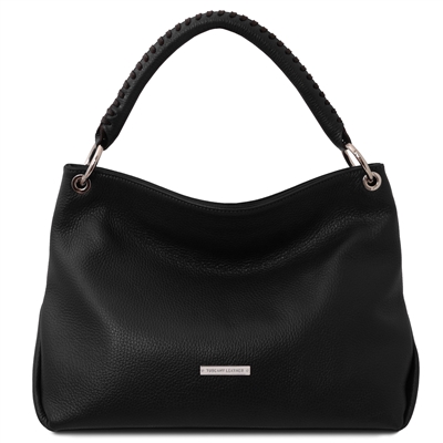 black soft leather shoulder bag